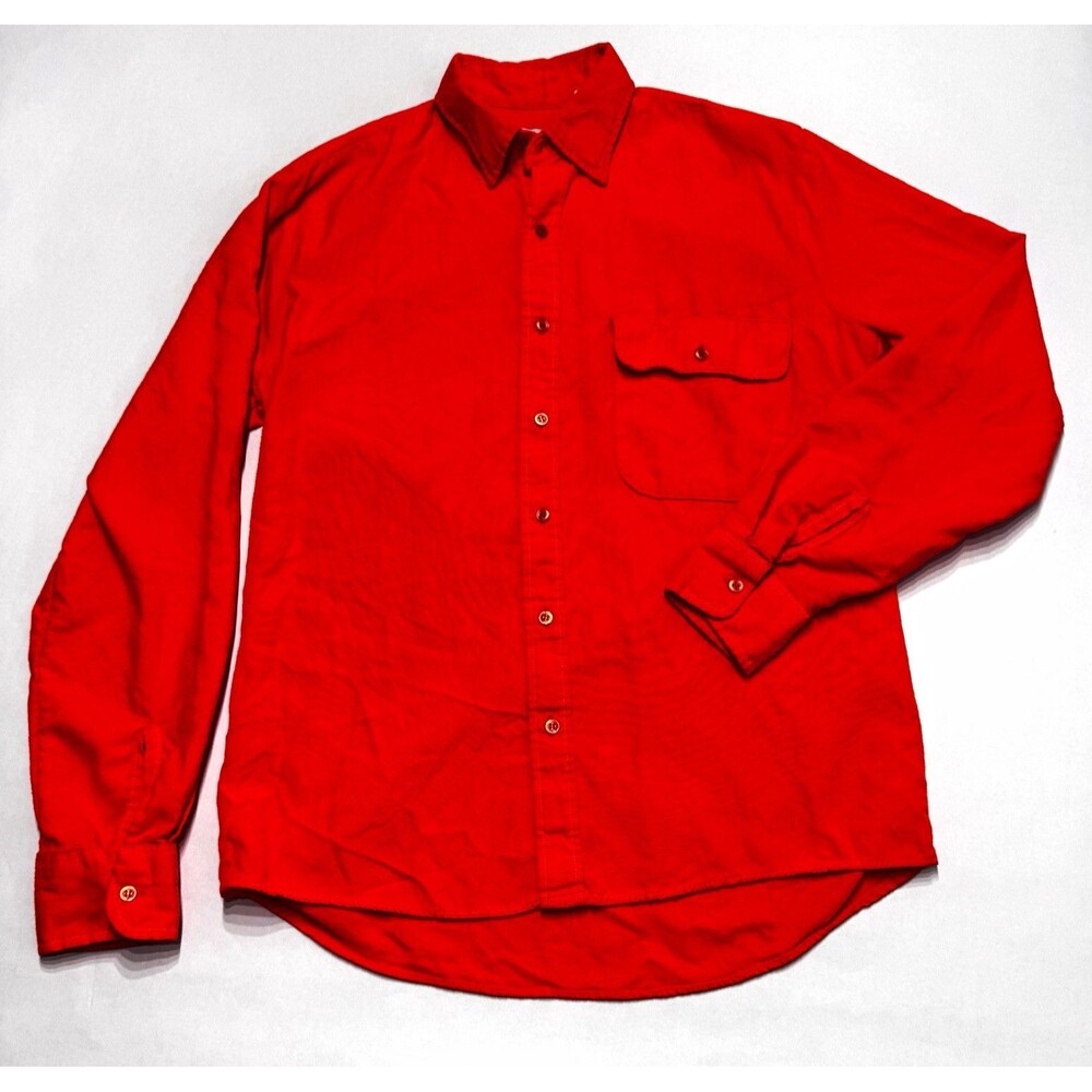 Vintage Sports Afield Mens M Blaze Orange Hunting Shirt Made in USA Acrylic Flan